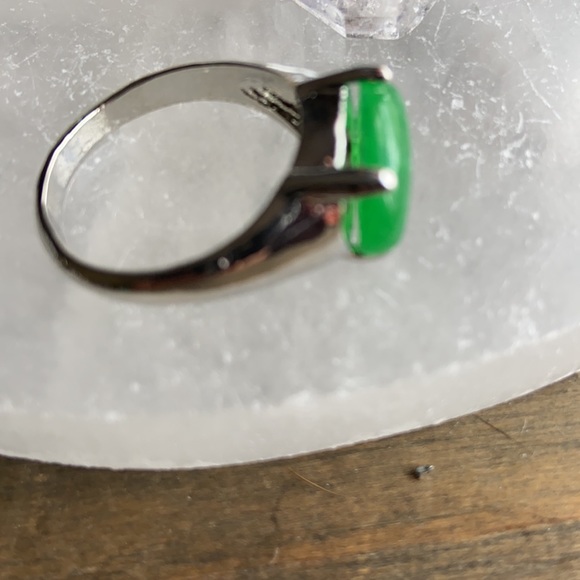 OVAL SILVER IMPERIAL JADE RING BOHO - Picture 3 of 6